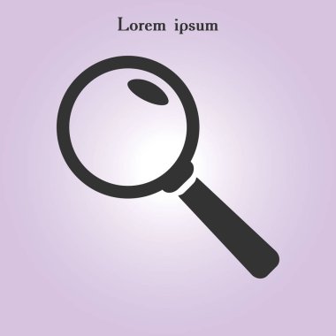 Büyüteç simgesi. Arama düğmesi. Büyüteç camı. Düz tasarım stili. 
