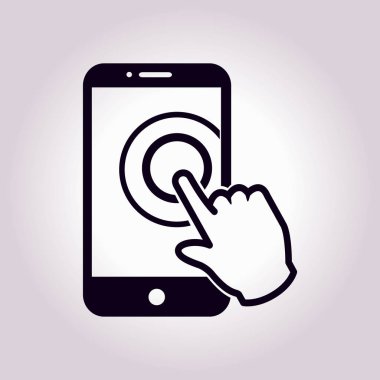 Dokunmatik ekran smartphone işareti simgesi. El işaretçi simgesi. Düz tasarım stili. Vektör Eps 10.
