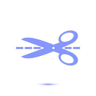 Makas ile kesme hatları simgesi. Rozet yer kesme.