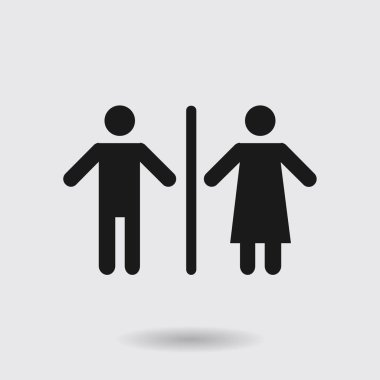 WC işareti simgesi. Erkek ve kadın tuvalet. Düz tasarım.