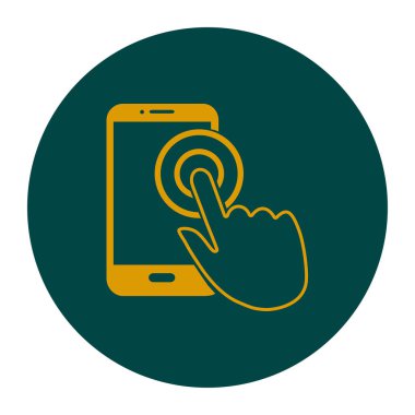 Dokunmatik ekran smartphone işareti simgesi. El işaretçi simgesi. Düz tasarım stili. Vektör Eps 10.