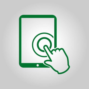 Değmek perde tablet Pc işareti simgesi. El işaretçi simgesi. 