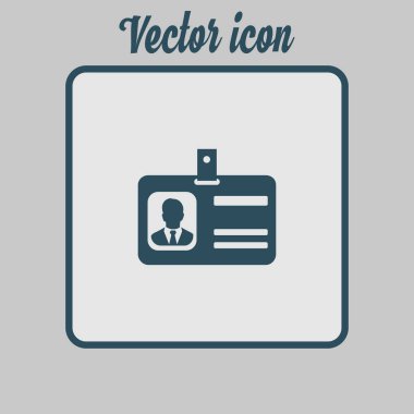 Kimlik kartı simgesi. Konferans katılımcı rozeti. Düz tasarım stili. 