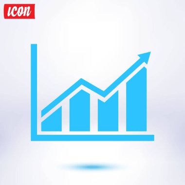 Infographic. Grafik simgesini. Büyüyen grafik erkek. Düz tasarım stili.