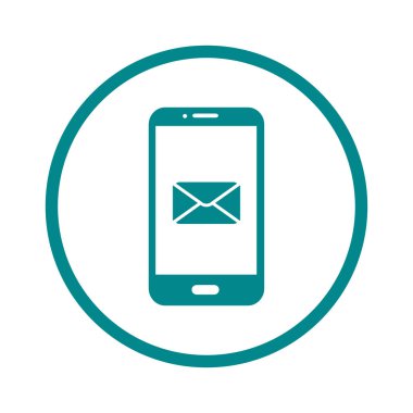 Akıllı telefon e-posta veya sms simgesi. Mobil posta işareti simgesi.
