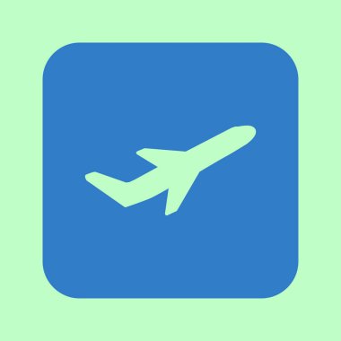 Uçak uçuş biletleri hava sinek seyahat kalkış siluet öğesi. Uçak sembolü. Seyahat etmek simge. Düz tasarım. 