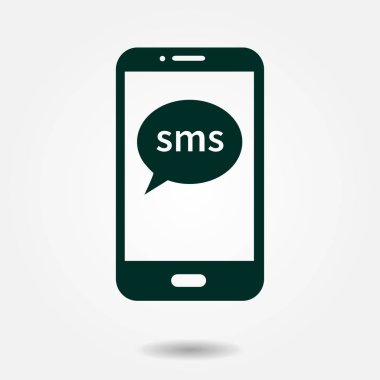 Akıllı telefon e-posta veya sms simgesi. Mobil posta işareti simgesi.