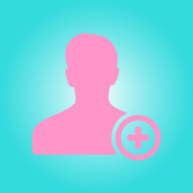 Kullanıcı işareti simgesi ekleyin. Arkadaş simgesi eklemek. Düz tasarım stili.