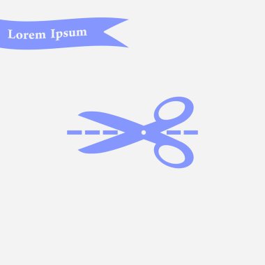 Makas ile kesme hatları simgesi. Rozet yer kesme.