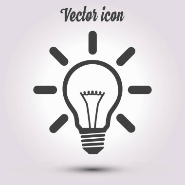 Işık lamba işareti simgesi. Fikir ampul simgesi. Düz tasarım stili.