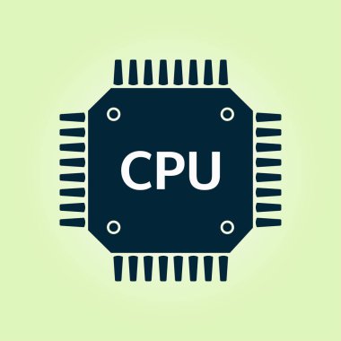 Devre kartı simgesi. Teknoloji düzeni kare simgesi. Düz tasarım stili.