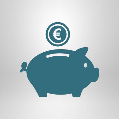 Piggy banka simgesi. Düz tasarım moneybox. Vektör renk illüstrasyon 