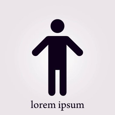 İnsan erkek işareti simgesi. Erkek tuvalet. Düz stil. Her iki biyolojik cinsiyetten temsil etmek için kullanılan bir piktogram cinsiyet semboldür.