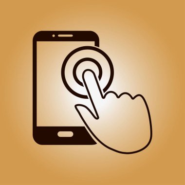 Dokunmatik ekran smartphone işareti simgesi. El işaretçi simgesi. Düz tasarım stili. Vektör Eps 10.