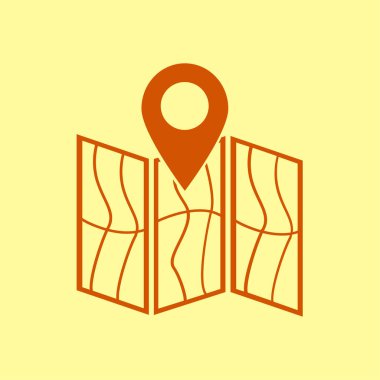 harita ve PIN, vektör çizim basit simgesi