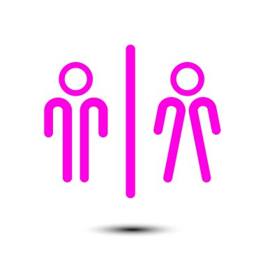 WC işareti simgesi. Erkek ve kadın tuvalet. Düz tasarım. 
