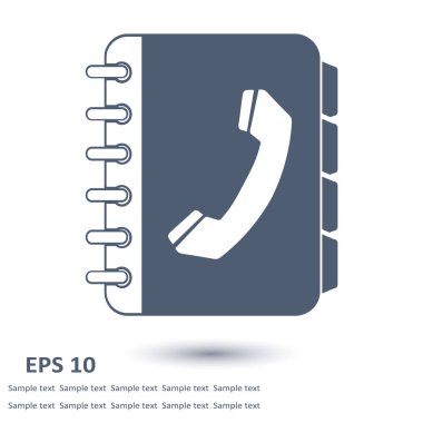 Telefon Rehberi düz simgesi. Düz tasarım stili.