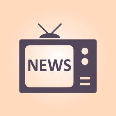 TV haber muhabiri. Düz tasarım stili. Kitle iletişim araçları sembolü. 
