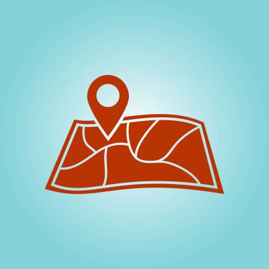 harita ve PIN, vektör çizim basit simgesi