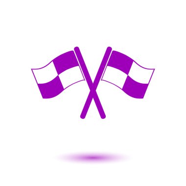 Bayrak simgesi. Yer işareti sembolü. Damalı bayrak imzala. Düz tasarım stili.