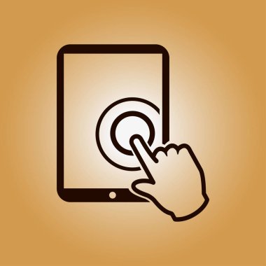 Değmek perde tablet Pc işareti simgesi. El işaretçi simgesi. 