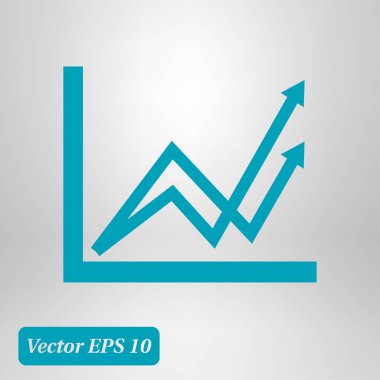 İş grafiği. Infographic. Grafik simgesini. Büyüyen grafik erkek. Düz tasarım stili.