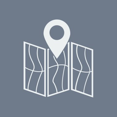 harita ve PIN, vektör çizim basit simgesi