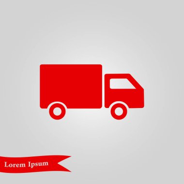 Teslimat kamyonu işareti simgesi. Kargo van sembolü. Sevk irsaliyelerini ve ücretsiz teslim. Düz stil. Vektör.