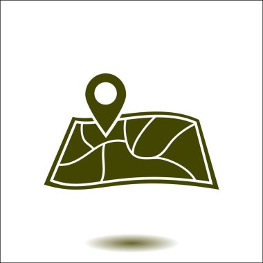 harita ve PIN, vektör çizim basit simgesi