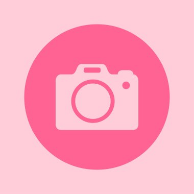 Fotoğraf kamera simgesi. DSLR kamera işareti simgesi. Dijital fotoğraf makinesi. Düz tasarım stili. 