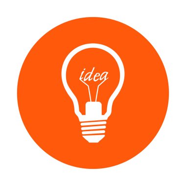 Işık lamba işareti simgesi. Fikir sembolü. Düz tasarım stili.