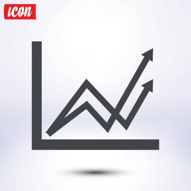 İş grafiği. Infographic. Grafik simgesini. Büyüyen grafik erkek. Düz tasarım stili.