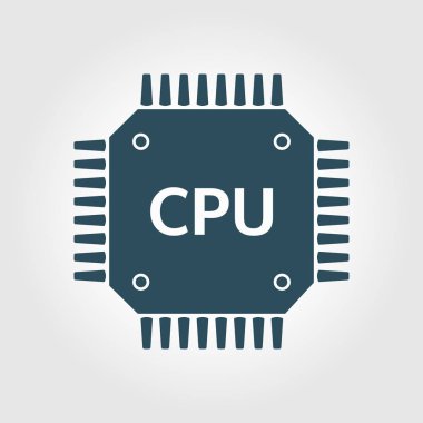 Devre kartı simgesi. Teknoloji düzeni kare simgesi. Düz tasarım stili.