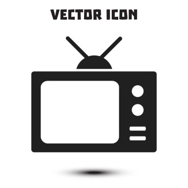 TV simgesi. Düz tasarım stili. Simge kitle iletişim araçları.  