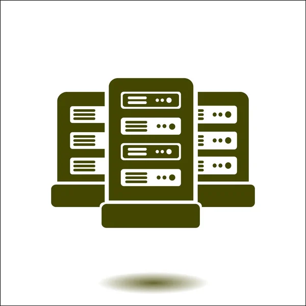 Network Servers Data Center Icon Flat Design Style — Stock Vector