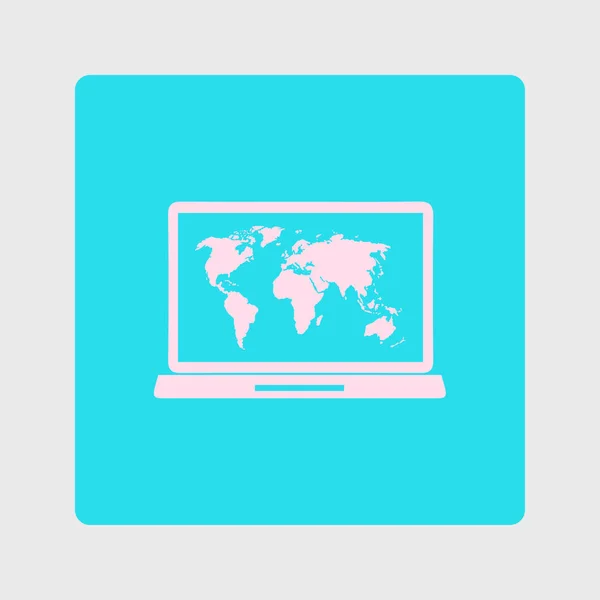 Ícone Simples Laptop Mapa Mundo Ilustração Vetorial — Vetor de Stock