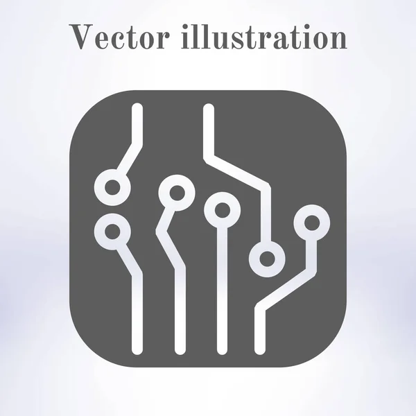 Icône Circuit Imprimé Schéma Technologique Symbole Carré Style Design Plat — Image vectorielle