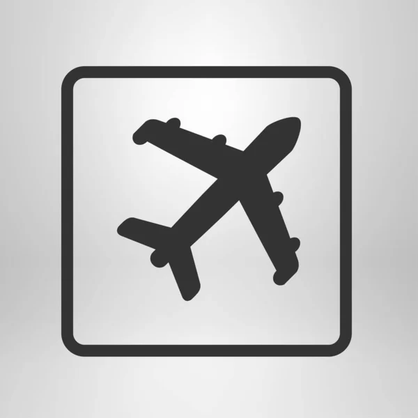 Vlakpictogram Reizen Symbool Vliegtuig Vliegtuig Vanaf Het Onderste Teken — Stockvector