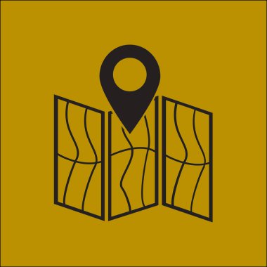 harita ve PIN, vektör çizim basit simgesi