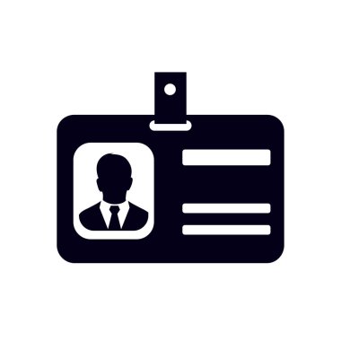 Kimlik kartı simgesi. Konferans katılımcı rozeti. Düz tasarım stili. 