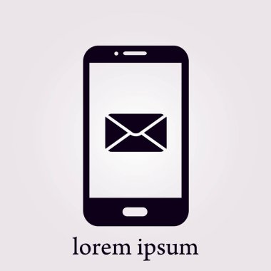 Akıllı telefon e-posta veya sms simgesi. Mobil posta işareti simgesi.
