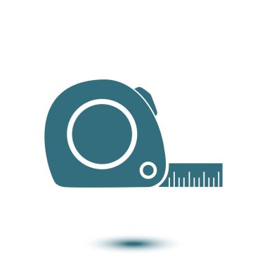 Mezura simgesi. Rulet inşaat sembolü. Boyutları ve ölçüleri. Bir kesim kartı oluşturma.