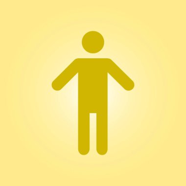 İnsan erkek işareti simgesi. Erkek tuvalet. Düz stil. Her iki biyolojik cinsiyetten temsil etmek için kullanılan bir piktogram cinsiyet semboldür.