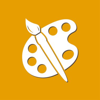 Boya fırça paleti simgesi ile. Düz tasarım stili.