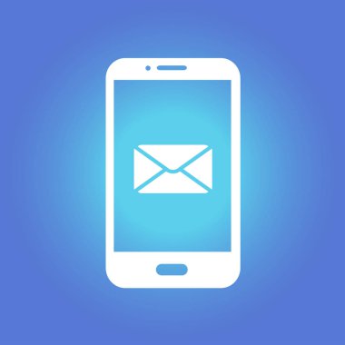 Akıllı telefon e-posta veya sms simgesi. Mobil posta işareti simgesi.