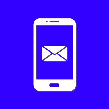 Akıllı telefon e-posta veya sms simgesi. Mobil posta işareti simgesi.