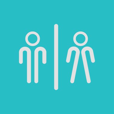 WC işareti simgesi. Erkek ve kadın tuvalet. Düz tasarım.