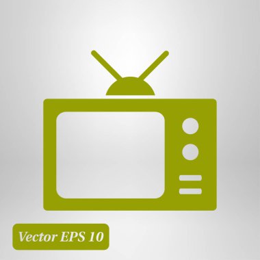 TV simgesi. Düz tasarım stili. Simge kitle iletişim araçları.  