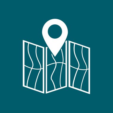 harita ve PIN, vektör çizim basit simgesi