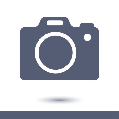 Fotoğraf kamera simgesi. DSLR kamera işareti simgesi. Dijital fotoğraf makinesi. Düz tasarım stili. 